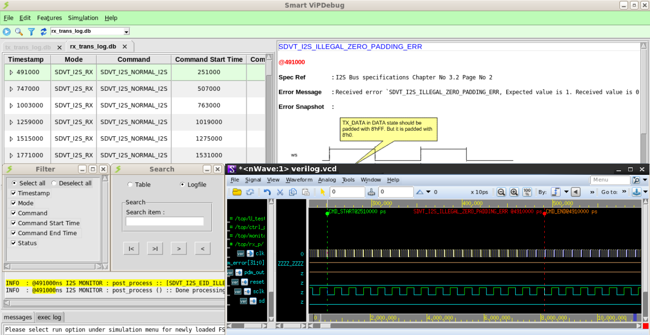 I2S Verification IP
 Smart VIPDebug