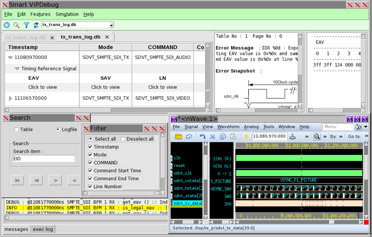 SMPTE Serial Data Interface (SDI) Verification IP Smart VIPDebug